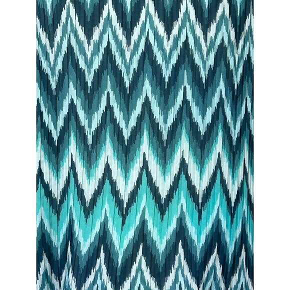 Only Necessities Womens L gauzy Pleated Oversized Blue Zigzag Pattern Shirt - Picture 4 of 9